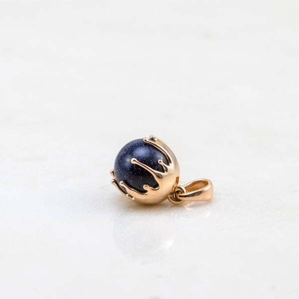 Gold Pendant With Blue Aventurine