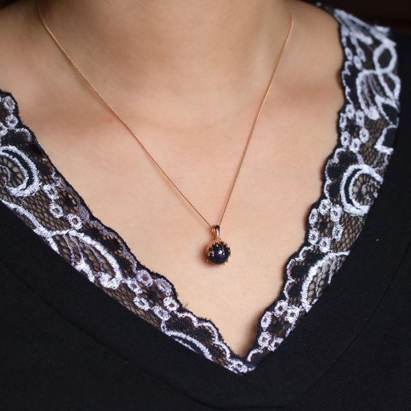 Gold Pendant With Blue Aventurine
