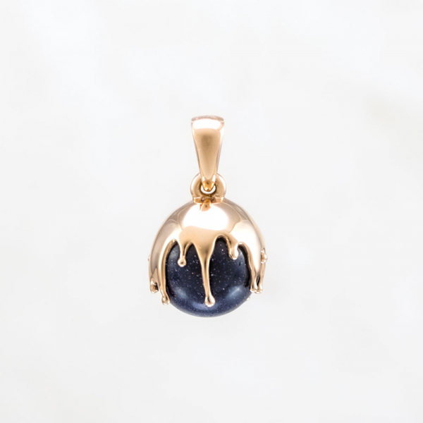 Gold Pendant With Blue Aventurine