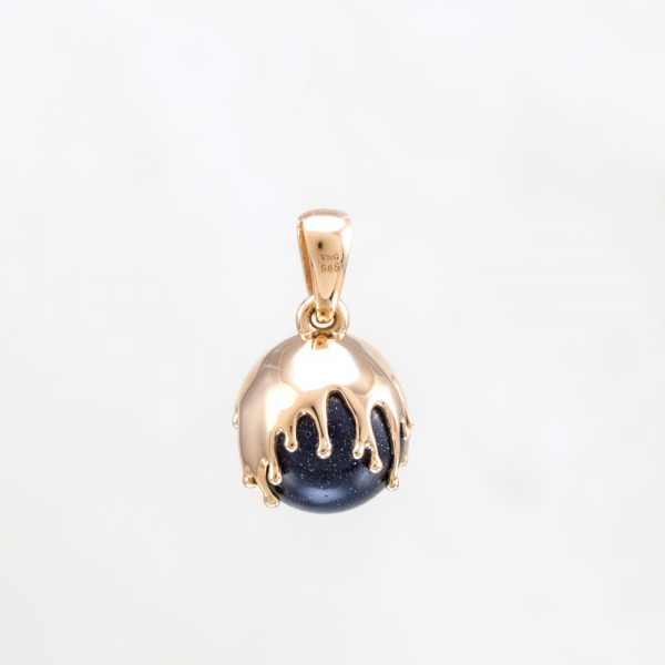Gold Pendant With Blue Aventurine