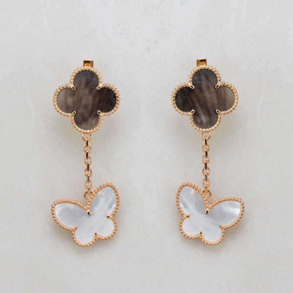 Gold Earrings With Moher-of-pearl Butterfly