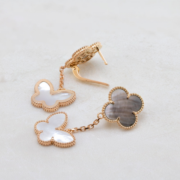 Gold Earrings With Moher-of-pearl Butterfly