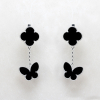 Silver Earrings With Onyx Butterfly