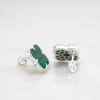 Silver Earrings Clover  With Malachite