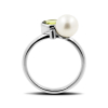 White Ring With Pearl And Olivine