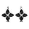 White Gold Earrings Lily With Black Diamonds