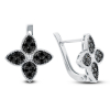 White Gold Earrings Lily With Black Diamonds