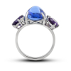 White Gold Ring  With Topaz And Amethysts