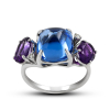 White Gold Ring  With Topaz And Amethysts