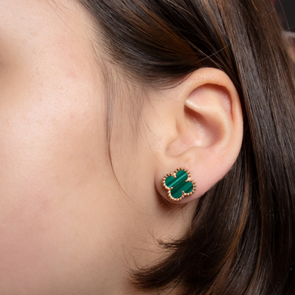 Серьги Clover Mini с малахитом