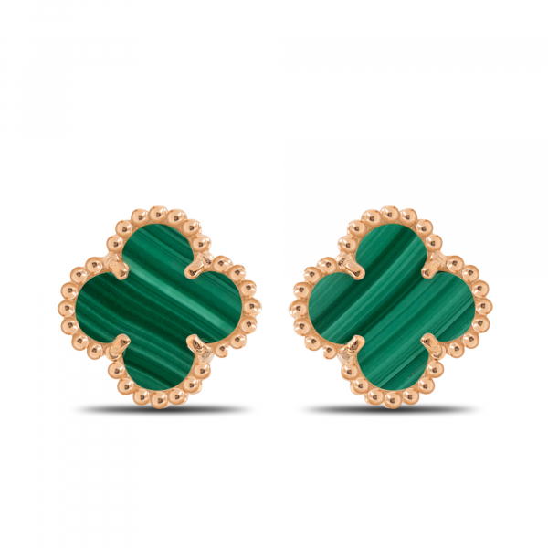 Серьги Clover Mini с малахитом