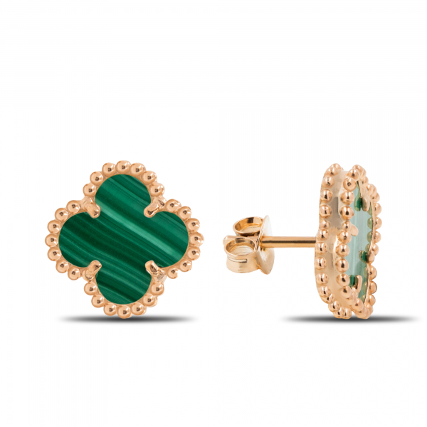 Серьги Clover Mini с малахитом