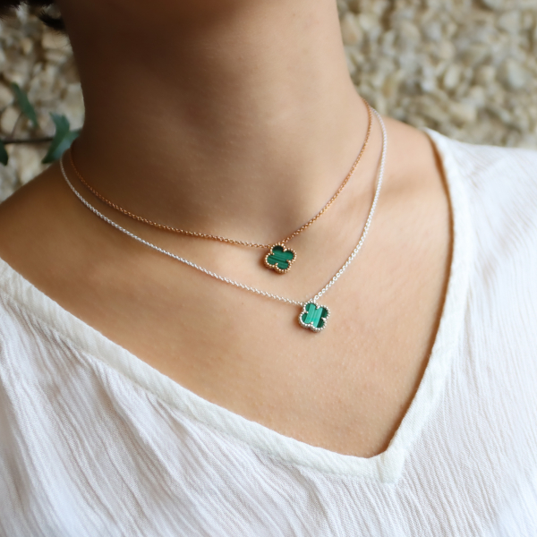 Necklace Clover Mini With Malachite