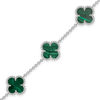 Silver Bracelet Clover Mini  With Malachite
