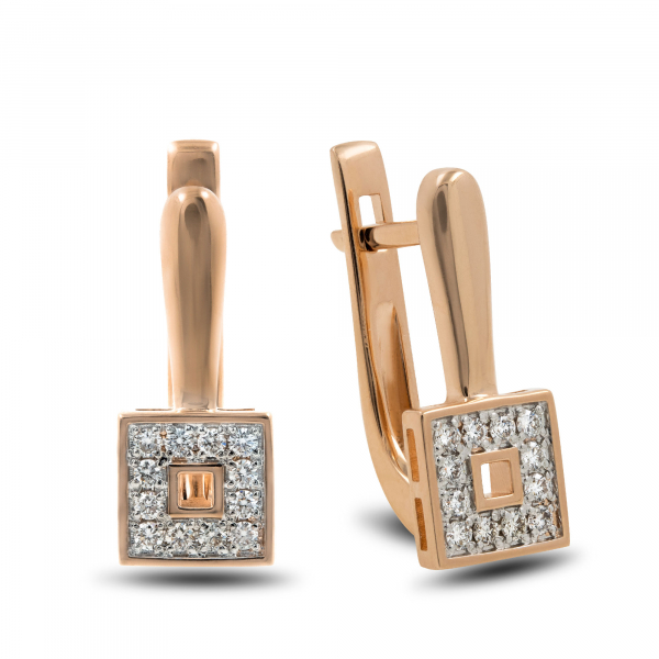 Gold Earrings With Diamonds Squares