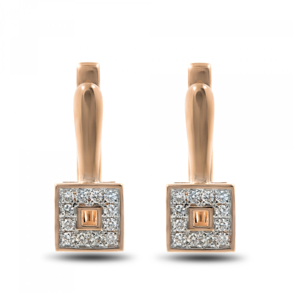 Gold Earrings With Diamonds Squares