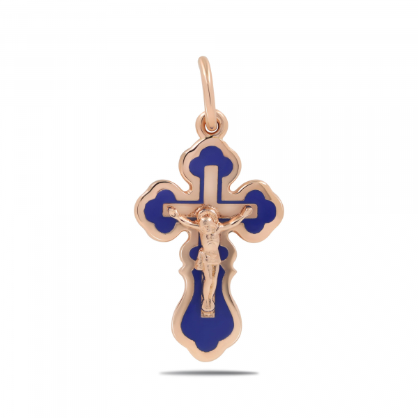 Golden Сross With Blue Enamel