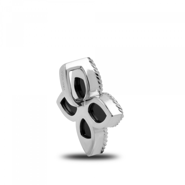 Silver Pedant Black Lily Flower