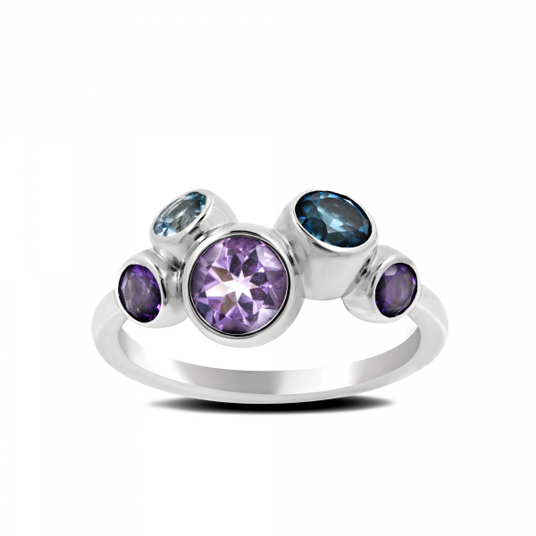 Gold Ring With Amethyst and Topaz