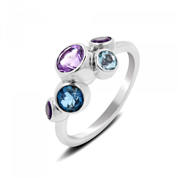 Gold Ring With Amethyst and Topaz