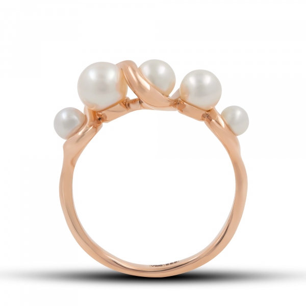 Gold Ring Wave With Pearls