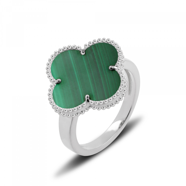 Silver Ring With Malachite