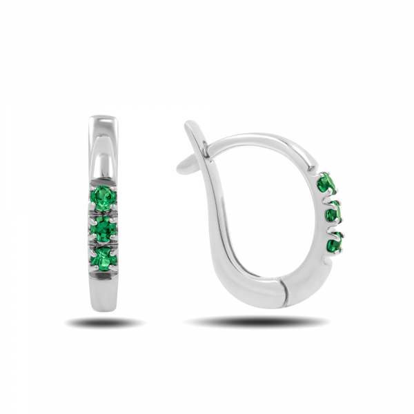 Elegant White Gold Earrings With Emerald