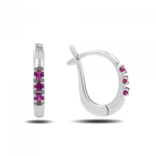 Elegant White Gold Earrings With Rubies