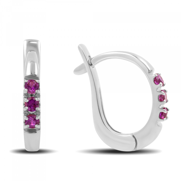 Elegant White Gold Earrings With Rubies