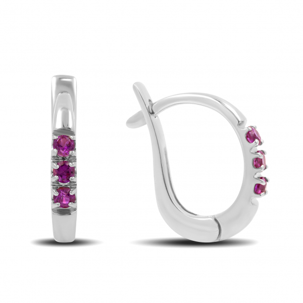 Elegant White Gold Earrings With Rubies