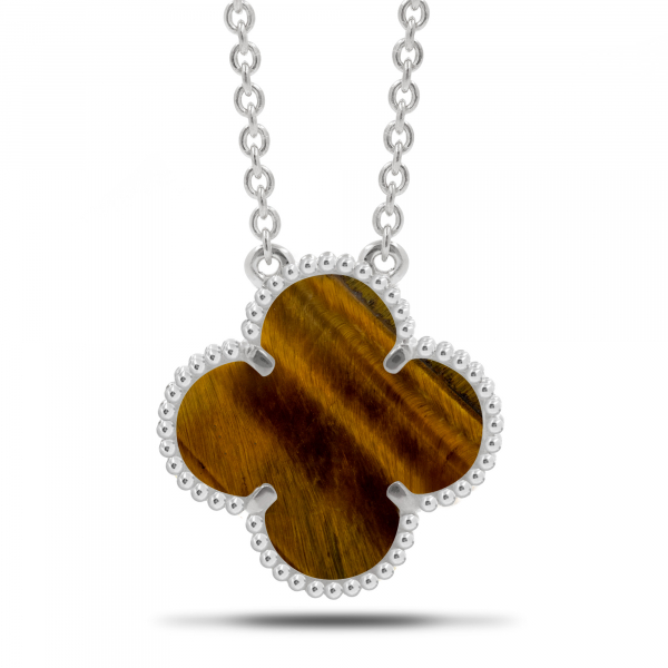 Silver Necklace With Tiger Eye