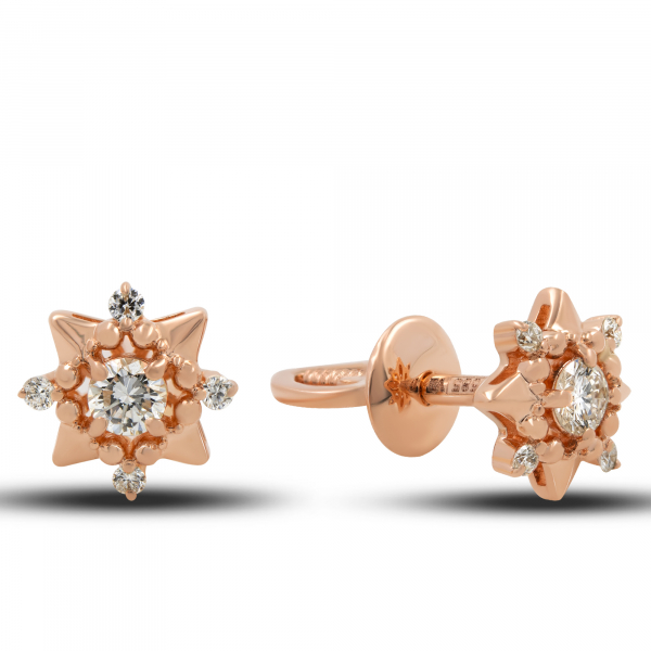 Gold earrings with diamonds Stars