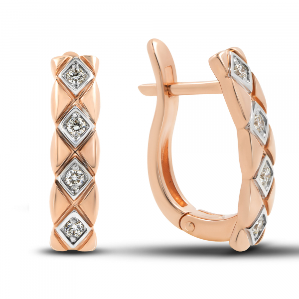 Gold Earrings With Diamonds Pigtails