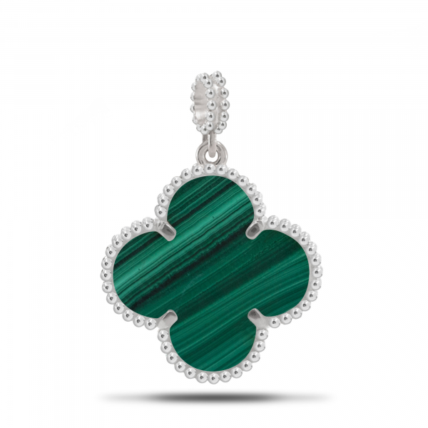 White Gold Pendant With Malachite